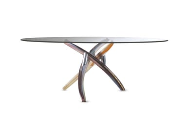 FILI D'ERBA - Oval glass dining table by Reflex