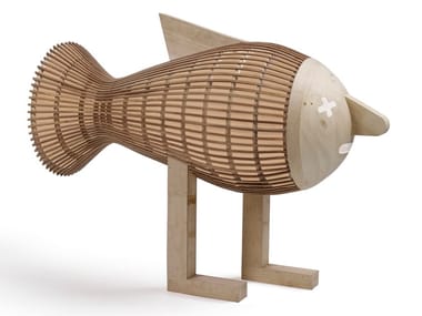 WALKING FISH - Handmade wood veneer floor lamp by LZF