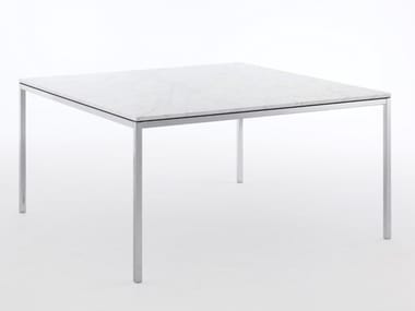 FLORENCE KNOLL - Square steel and marble table by Knoll