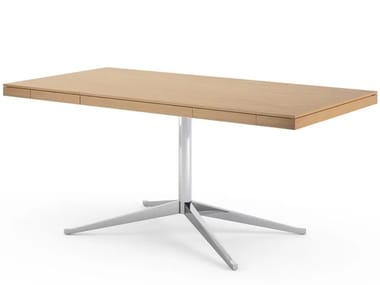 FLORENCE KNOLL TABLE DESK - Rectangular wooden writing desk with drawers by Knoll