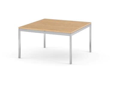 FLORENCE KNOLL - Square steel and wood table by Knoll