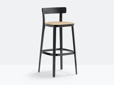 FOLK 2927 - High ash stool with back by Pedrali