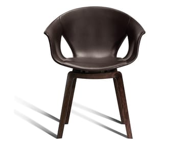 GINGER - Leather chair with armrests by Poltrona Frau