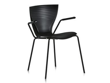 GLORIA - Stackable polypropylene chair with armrests by Slide