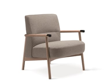 HAILEY - Upholstered fabric armchair with armrests by Bodema