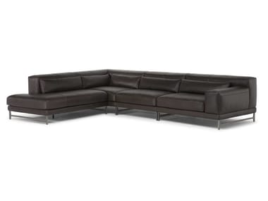 IDO - Leather sofa with chaise longue by Natuzzi Italia