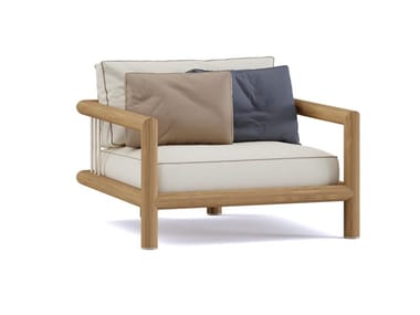 IMANE - Iroko garden armchair with armrests by Paolo Castelli