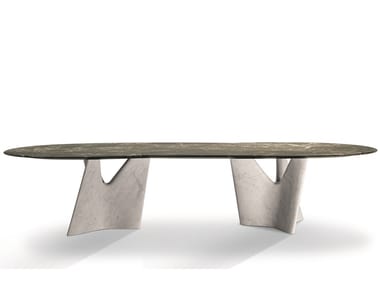 INFINITO - Oval marble table by Poltrona Frau