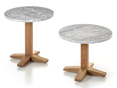 JEKO 40/41 - Reclaimed wood and marbre garden side table by Gervasoni