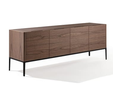 KANTO - Canaletta walnut sideboard with doors by Porada