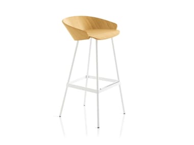 KARL - High stool with wooden seat and steel legs by Frezza