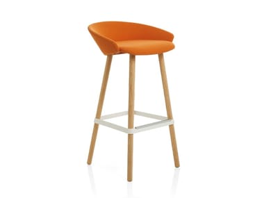 KARL - High stool with fabric seat and solid wood legs by Frezza