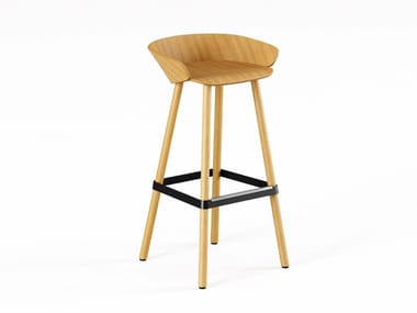 KARL - High wooden stool with footrest by Frezza