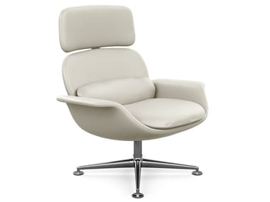 KN02 - Swivel high-back leather armchair by Knoll