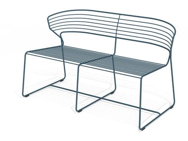 KOKI WIRE - 2 seater sled base steel garden sofa by Desalto