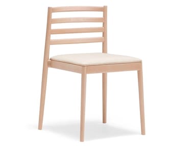 LAKE SI0654 - Stackable wooden chair with integrated cushion by Andreu World