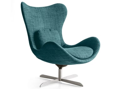 LAZY - High-back fabric armchair with 4-spoke base by Calligaris