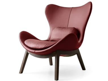 LAZY - High-back leather armchair by Calligaris