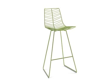 LEAF - High sled base steel stool with footrest by Arper