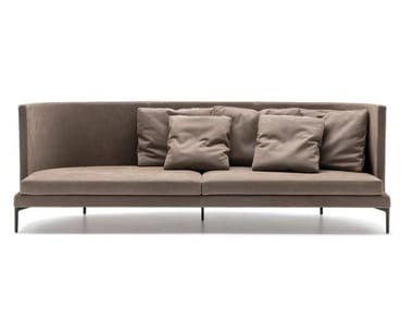 CLAN - Curved leather sofa by Living Divani