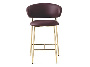 OLEANDRO - High leather stool with footrest by Calligaris