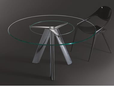 LEM 72 - Round glass table with Lazy Susan by Reflex