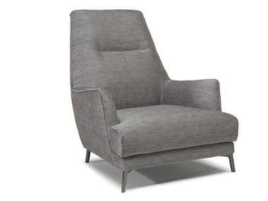 LEYRA - High-back fabric armchair with armrests by Natuzzi Italia