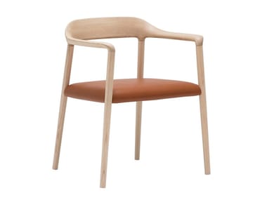 LICEO SO1545 - Solid wood chair with integrated cushion by Andreu World