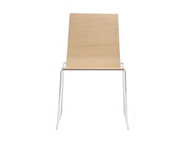 LINEAL SI0582 - Sled base stackable oak chair by Andreu World