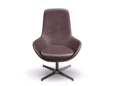 LINEAR - Swivel leather easy chair with 4-spoke base high-back by Ditre Italia