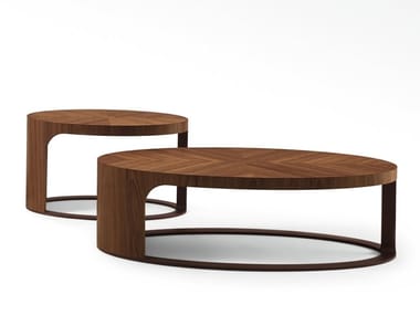 LING - Oval wooden coffee table by Giorgetti