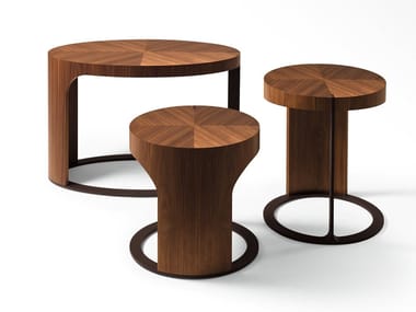 LING - Round wooden coffee table by Giorgetti