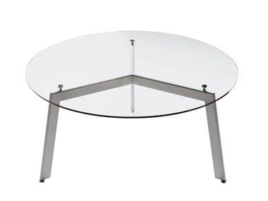 LINK - Round glass and steel table by Desalto