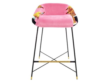 PINK LIPSTICKS - High fabric stool with back (Request Info)