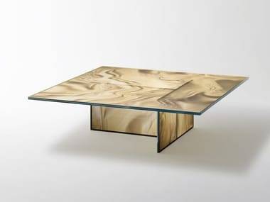 LIQUEFY - Low square crystal coffee table by Glas Italia