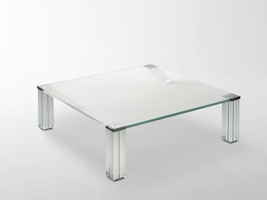 CRYPT?E - Low square crystal coffee table by Glas Italia