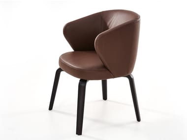 MUDI - Leather chair with armrests by more