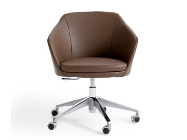 MARFA - Swivel leather office chair with armrests by Cappellini