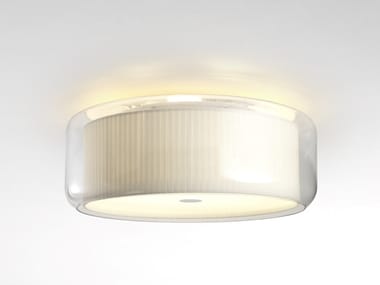 MERCER - LED blown glass and fabric ceiling light by Marset