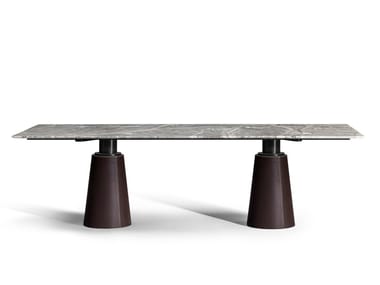 MESA DUE - Rectangular dining table with marble top by Poltrona Frau