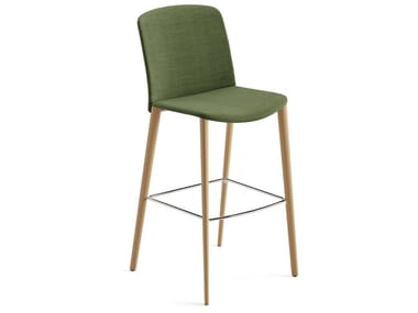 MIXU - High upholstered fabric barstool with oak legs by Arper