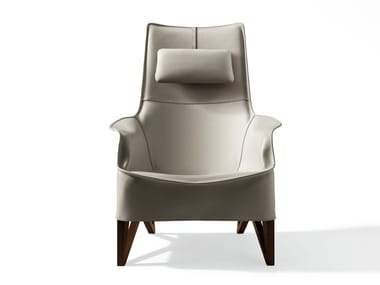 MOBIUS - Tanned leather armchair with headrest by Giorgetti