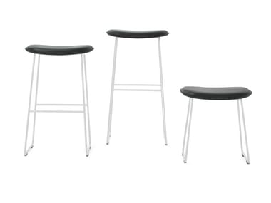 MORRISON STOOL - Upholstered leather or fabric stool by Cappellini