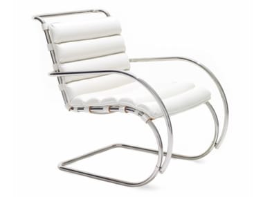 MR LOUNGE - Cantilever leather easy chair with armrests by Knoll