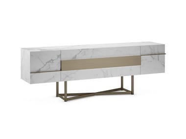 MUSA - Sideboard with glass doors with marble effect by Reflex