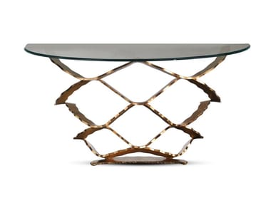 NEOLITICO - Demilune glass and iron console table by Reflex