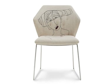 NEW YORK BY MARRAS - Sled base upholstered fabric chair by Saba Italia