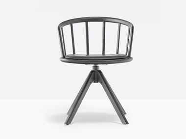 NYM 2846 - Swivel trestle-based ash chair with armrests by Pedrali