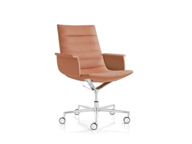 KEY - Height-adjustable leather office chair with armrests by Frezza