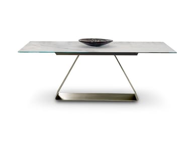 OH - Extending rectangular Marble glass table by Reflex